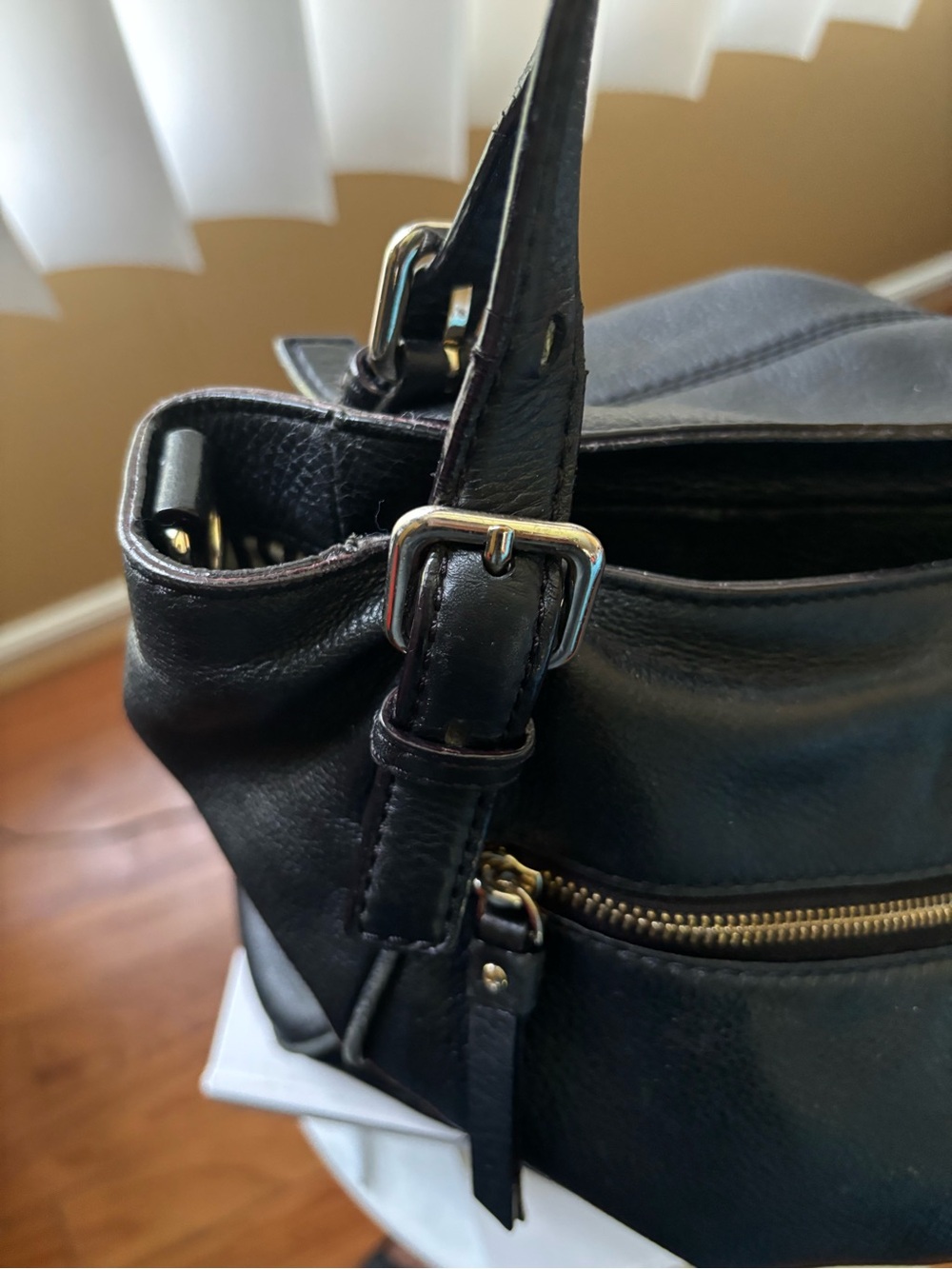 kate spade Black Pebbled Leather Shoulder Bag with Front Zip Pocket - Picture 10 of 15